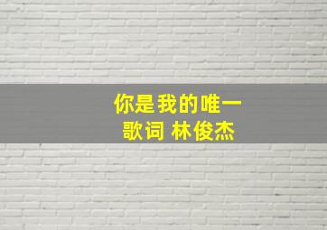 你是我的唯一 歌词 林俊杰